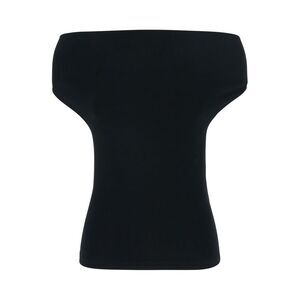 Semicouture Women Black Sleeveless Off-Shoulder Top In Cotton Stretch Woman